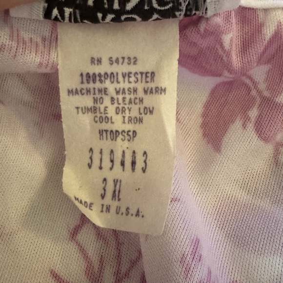 Improved Living 3X Fuchsia Pink Floral Flower Short Sleeve Scoop Neck Womens - Picture 6 of 6